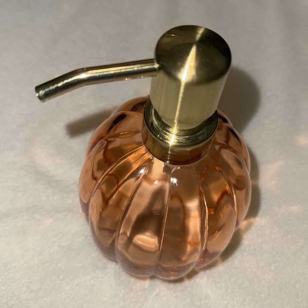 Elegant Gold and Orange Glass Soap Dispenser